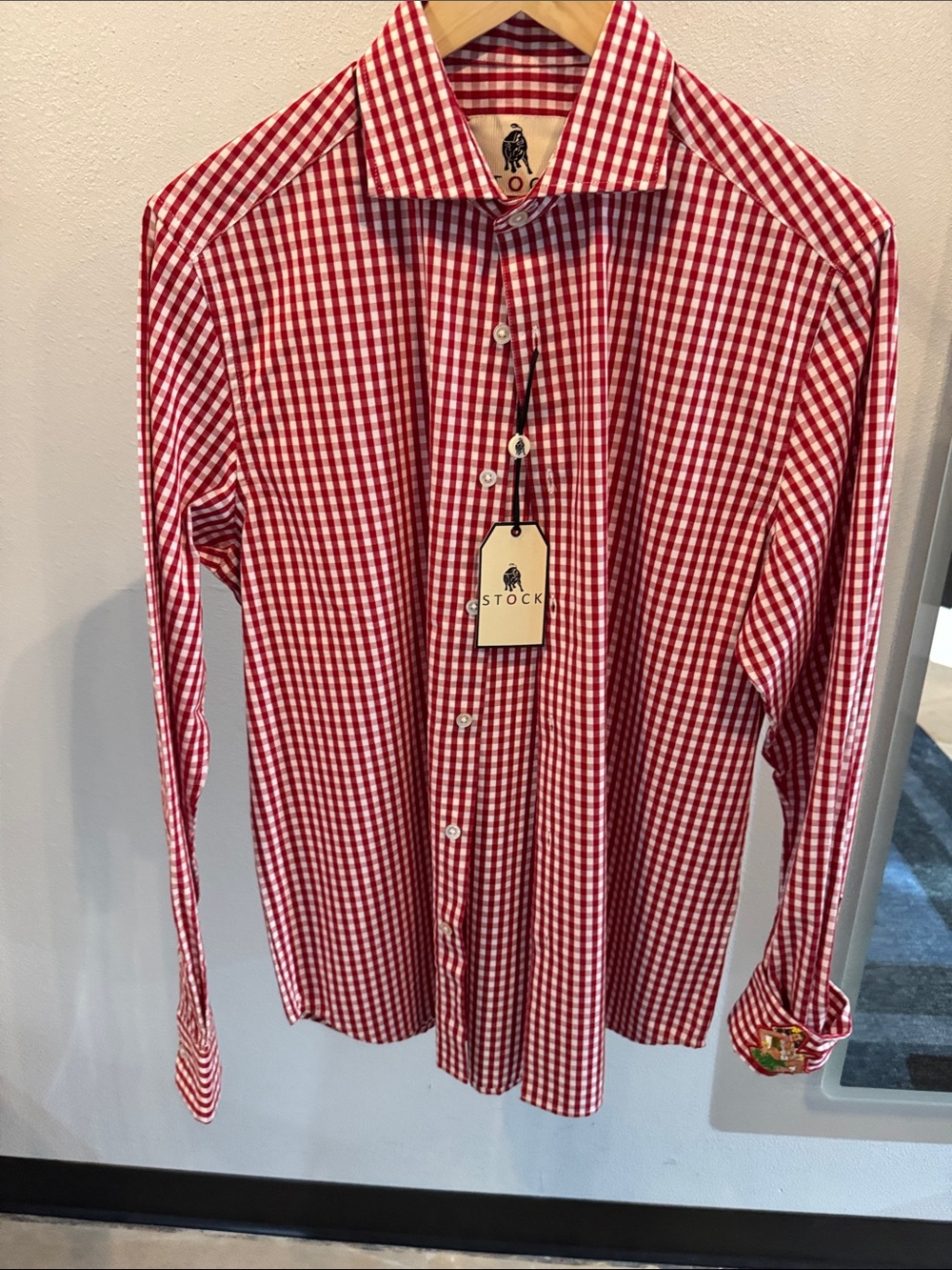 Red Gingham Men's Dress Shirt